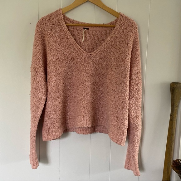 Free People Finders Keepers Sweater Peach Pink Knobby Knit Slouchy Textured - Picture 3 of 13